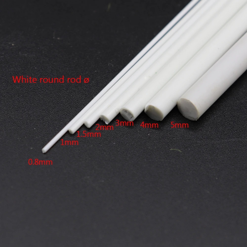 WITEラウンドABSプラスチックモデルスティック DIYランドスケープアーキテクチャトレイン 0.8-5MM 長50CM