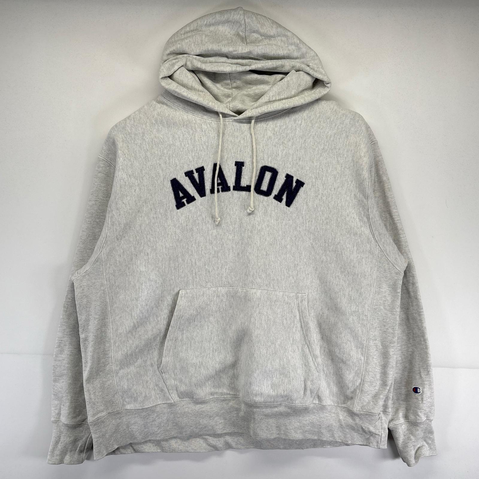 古着 パーカー 大きいサイズ リバースウィーブ カレッジプリント AVALON 2XL グレー系 メンズ