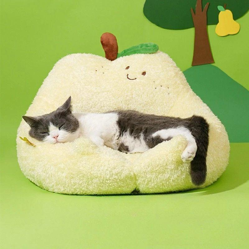 ペット ペットベッド なし型 梨 ナシ 猫ハウス 猫 ふわふわ 犬ハウス パピ クッション付き 犬猫ベッド 可愛い