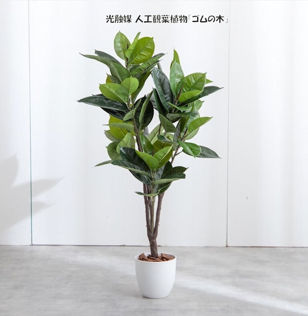 光触媒人工観葉植物ゴムの木 高さ95cm インテリアグリーン フェイクグリーン（1283）