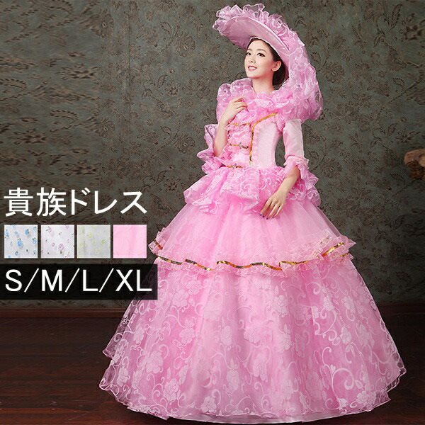 貴族 中世ヨーロッパ ステージ 衣装 貴婦人 衣装 ロングドレス 演奏会 舞台衣装 レース ウエディングドレス パフスリーブ ハロウィン お姫様ドレス ドレス イベント衣装 声楽 オペラ イベント プ