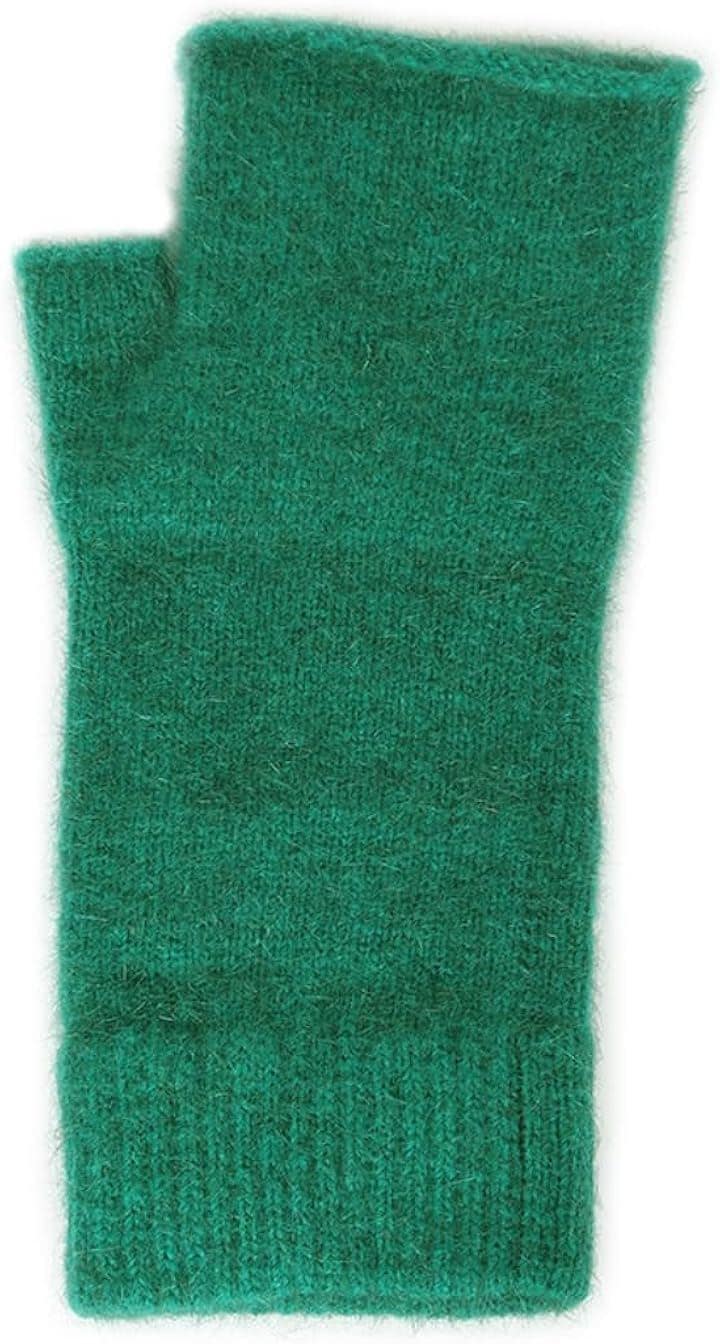 ポッサムメリノ ハンドウォーマー ウール手袋 ウールミトン 指空き手袋 タッチパネル対応 防寒 保温 冷え対策 天然素材(エメラルドグリーン, ワンサイズ　幅 9cmx長さ 18cm)