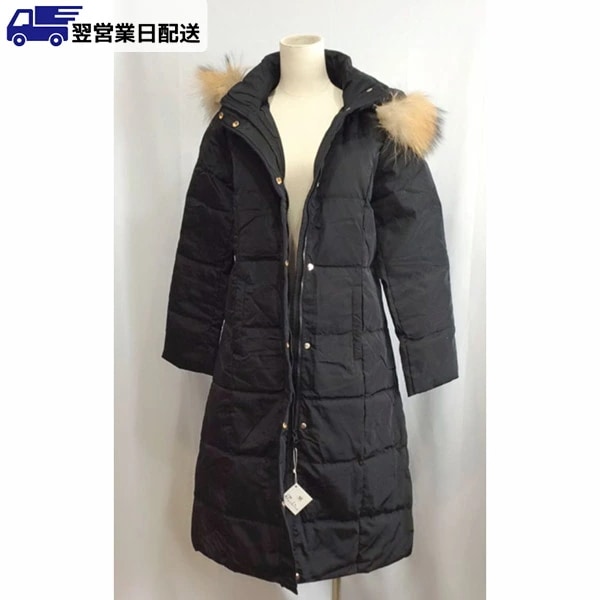 翌営業日発送M ブラック ダウンコート 防寒性抜群 ダウンジャケット アウター ダウン ロングコート 超ロング 厚手 防寒 撥水 軽量 フード付き ファー付き dw149s1g4kc /返品・交換・同