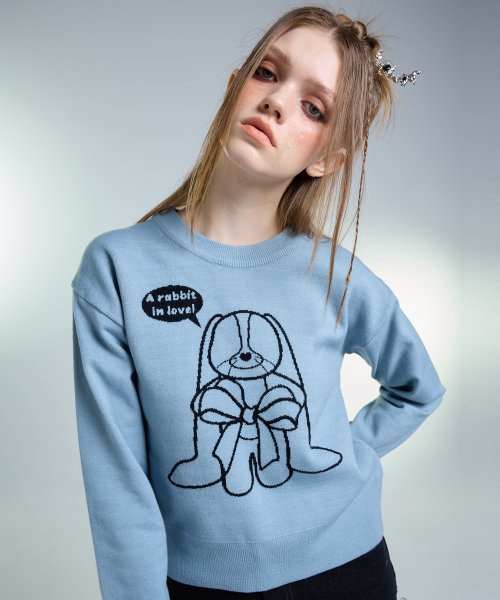 AM CUTE RABBIT KNIT (SKY BLUE)