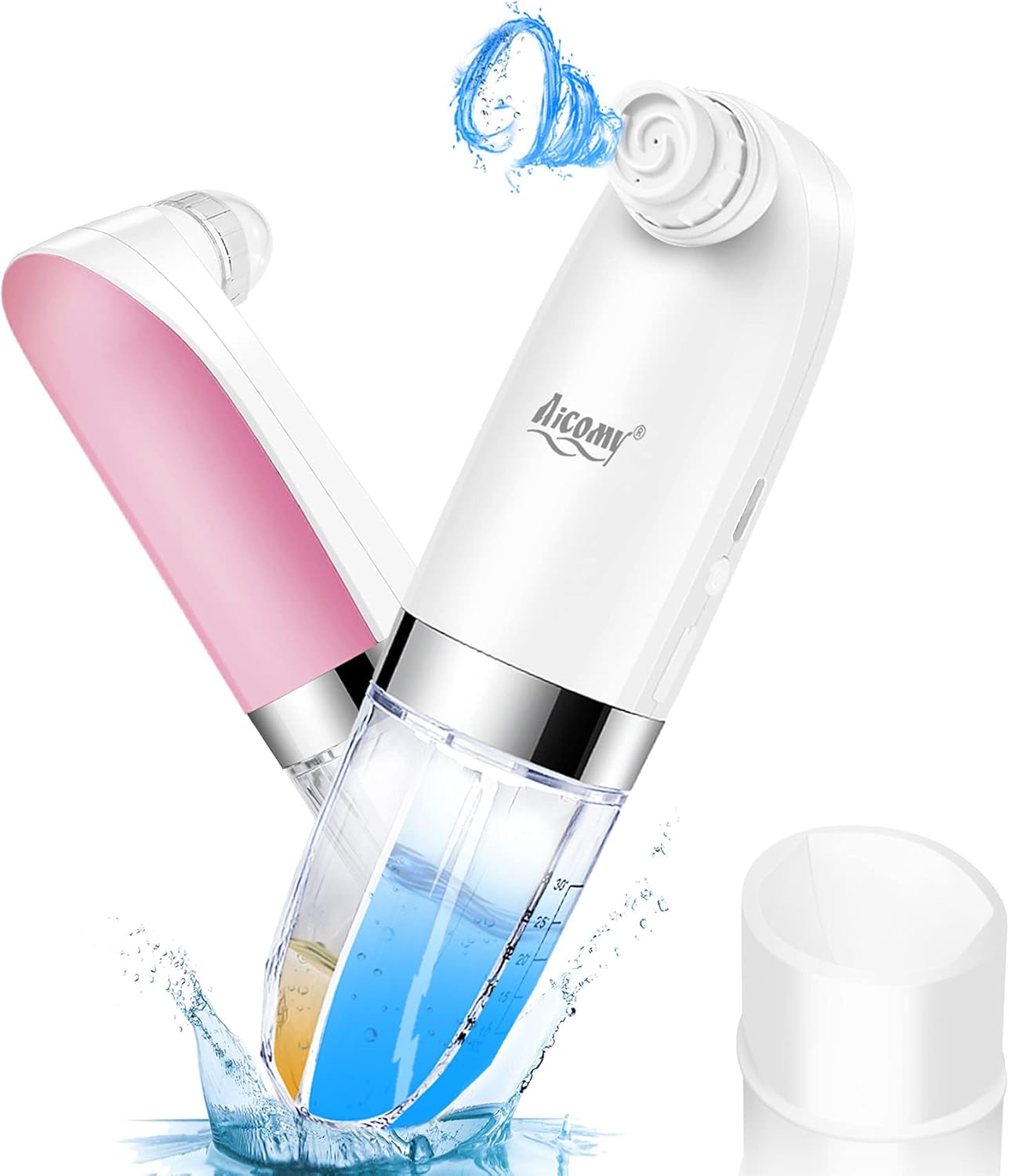 毛穴吸引器水槽分離吸引と水洗浄実用新案登録クリーナー ノズル6種 吸引力3段階 (ピンク)