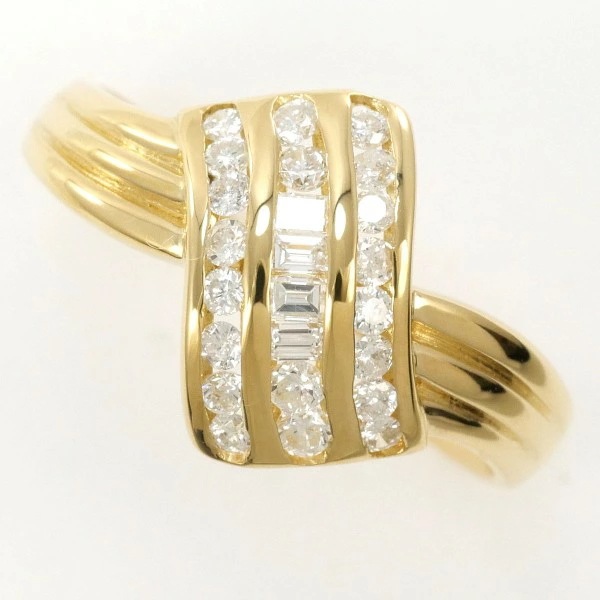 K18 18金 YG イエローゴールド リング 指輪 13号 ダイヤ 0.37 ジュエリー 中古