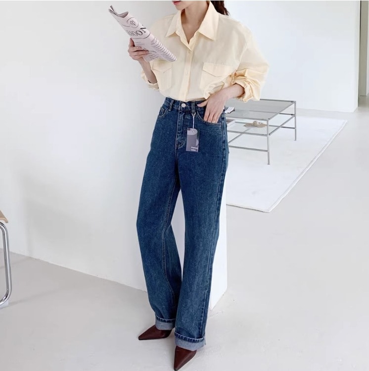 ワイドレッグジーンズ ゆったりデニム ストレートデニム レディース パンツ ボトムス デニム ストレートパンツ ロングパンツ ワイドパンツ ミモレ ロング ワイド ストレート Iライン ファスナー