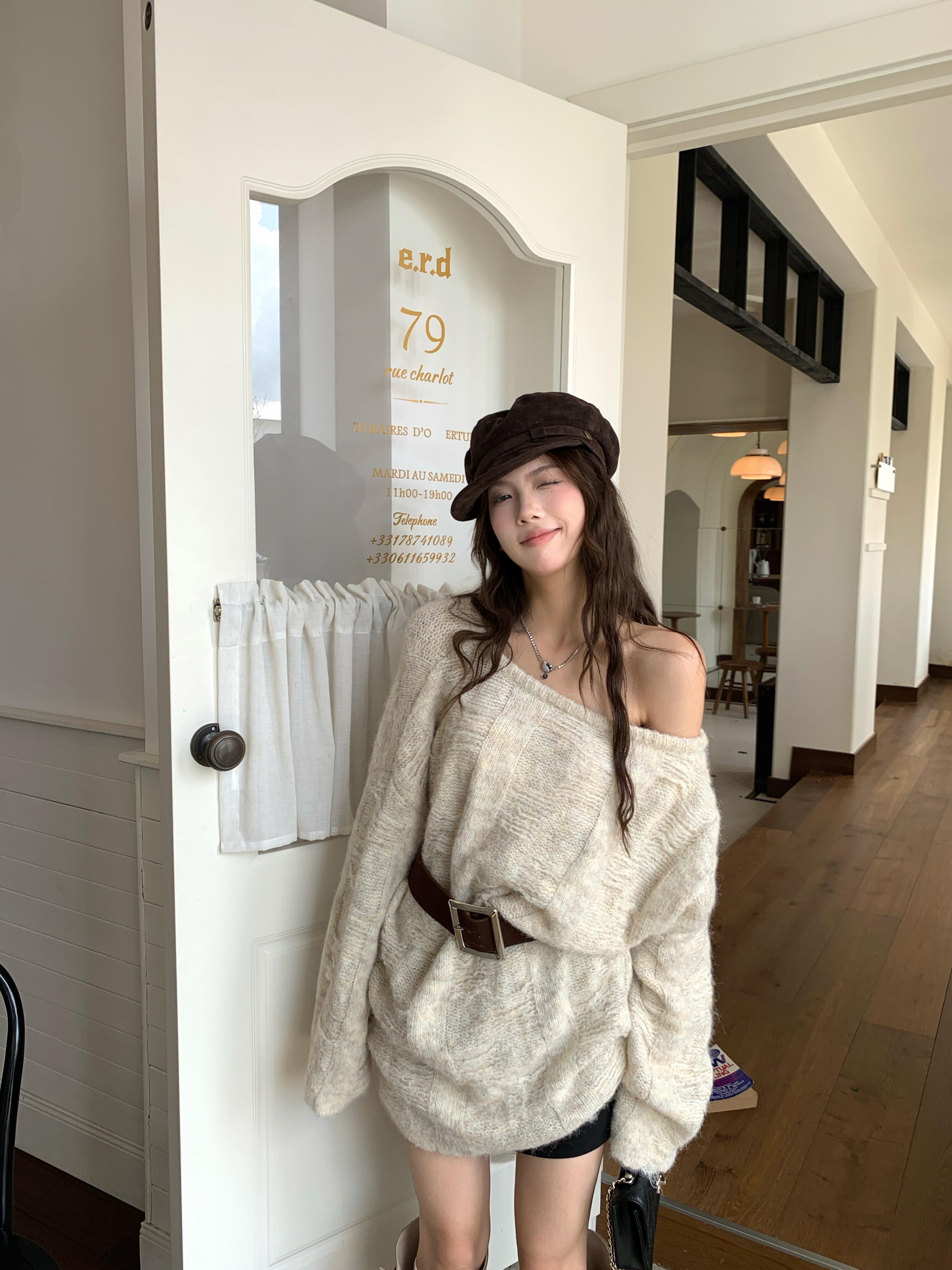 2025 秋冬 長袖 Tシャツ ニット ロング丈カットソーレイヤード風 重ね着 トレンドシルエットリブトップス韓国系ストリートへそ出しタイト Tファッションレディース