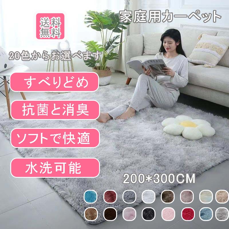 【本日限定】200*300cm カーペット 北欧風カーペット 長毛マット 抗菌防臭 手入れが便利 おしゃれリビングインテリア用品 カーペットらかで毛落ちしないマルチサ