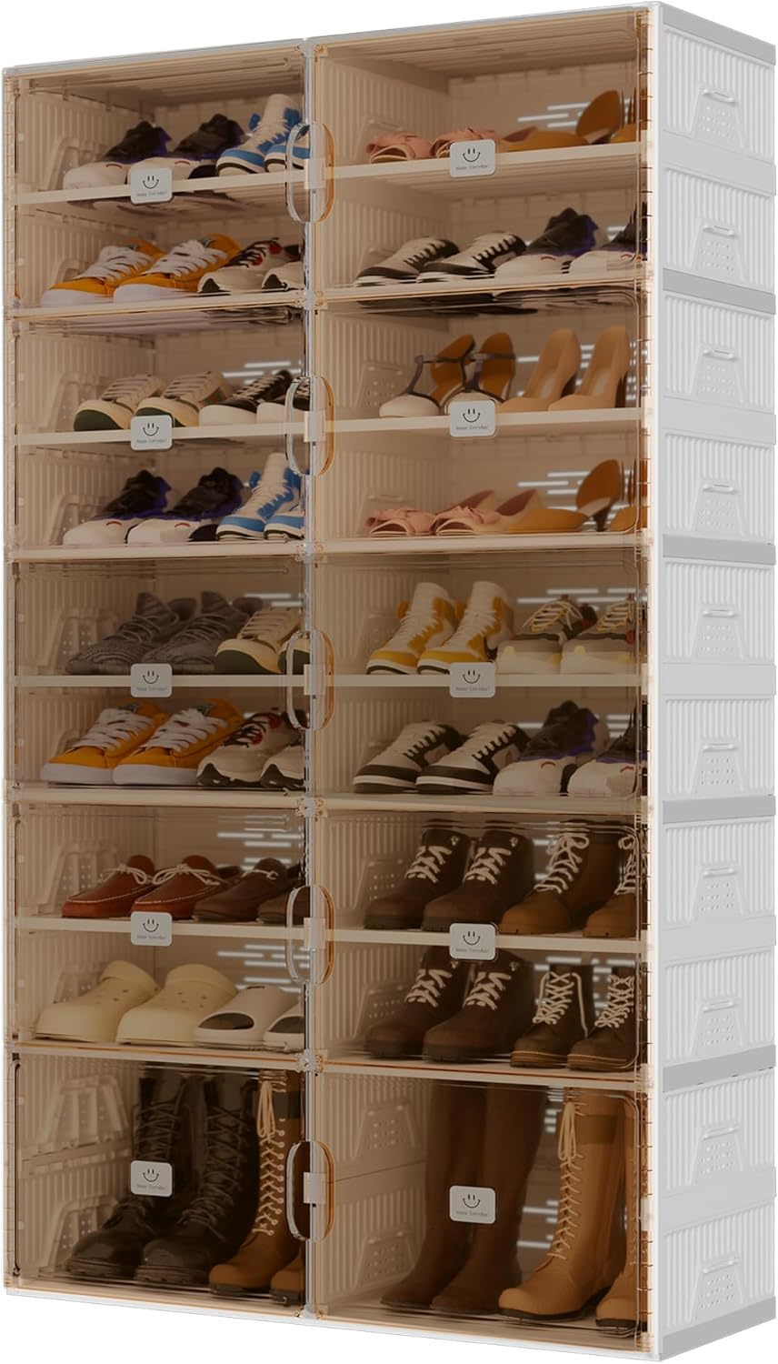 折りたたみ式の透明な大容量シューズボックス 9段36足収納