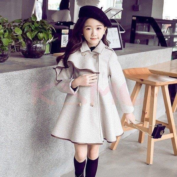 韓国子供服 女の子 ダッフルコート ロング 長袖コート 子供服 キッズ 女児 ジャケット 冬服 アウ
