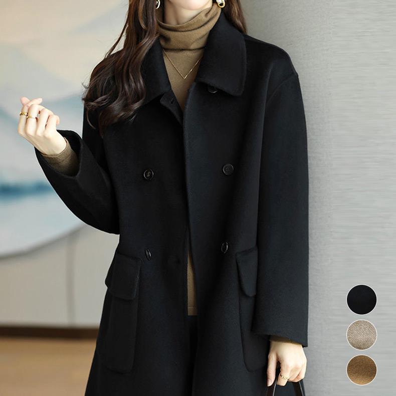 目玉商品 レディース ダブルボタン コート 秋冬 アウター チェスター 羽織 襟 ステンカラー テーラード