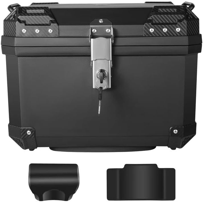 バイク用リアトランク 57L 大容量 防水 高強度ポリプロピレン製 レストバック付き 取付ベース付属