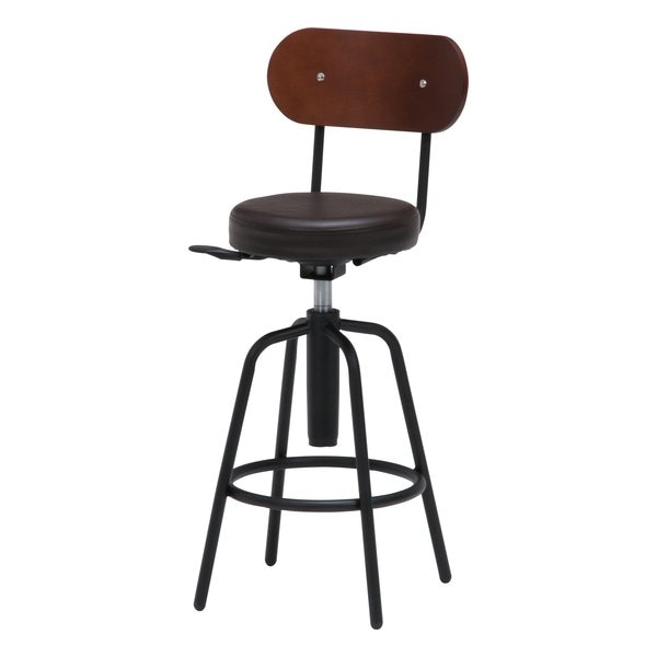 バースツール背付 合成皮革 ブラウン HK-61201DBR
