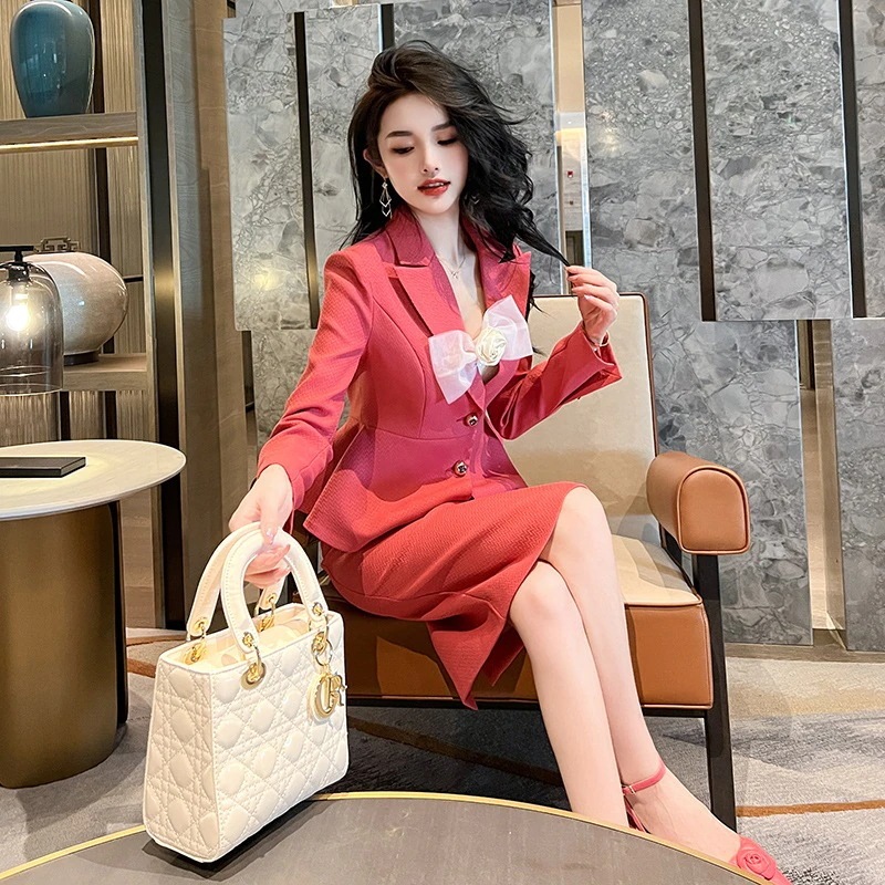 2025秋新品 通勤 セットアップ スーツ＋キャミワンピース 蝶結び ドレス パーティー キャバ 大人 同窓会 披露宴 卒業式 結婚式 演奏会 ウェディング 二次会