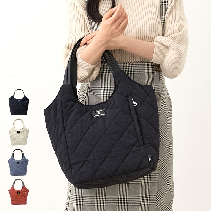 キルティング トートバッグ トート ナイロン 軽量 自立 はっ水 撥水 肩掛け 仕切り 軽い 軽量 パルーティ ラウンド ふかふか 通勤 おしゃれ かわいい シンプル ベーシック 無地 黒 レディース