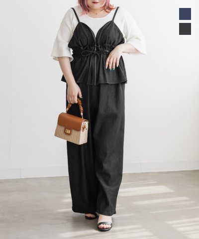 大きいサイズ レディース LL 3L 4L XL XXL XXXL ペプラムデニムサロペット 5,794円