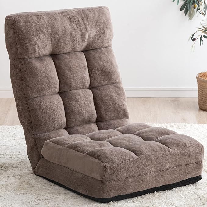 3ウェイ布張りフロアチェア42段階リクライニングコンパクト折りたたみシングルソファかわいい