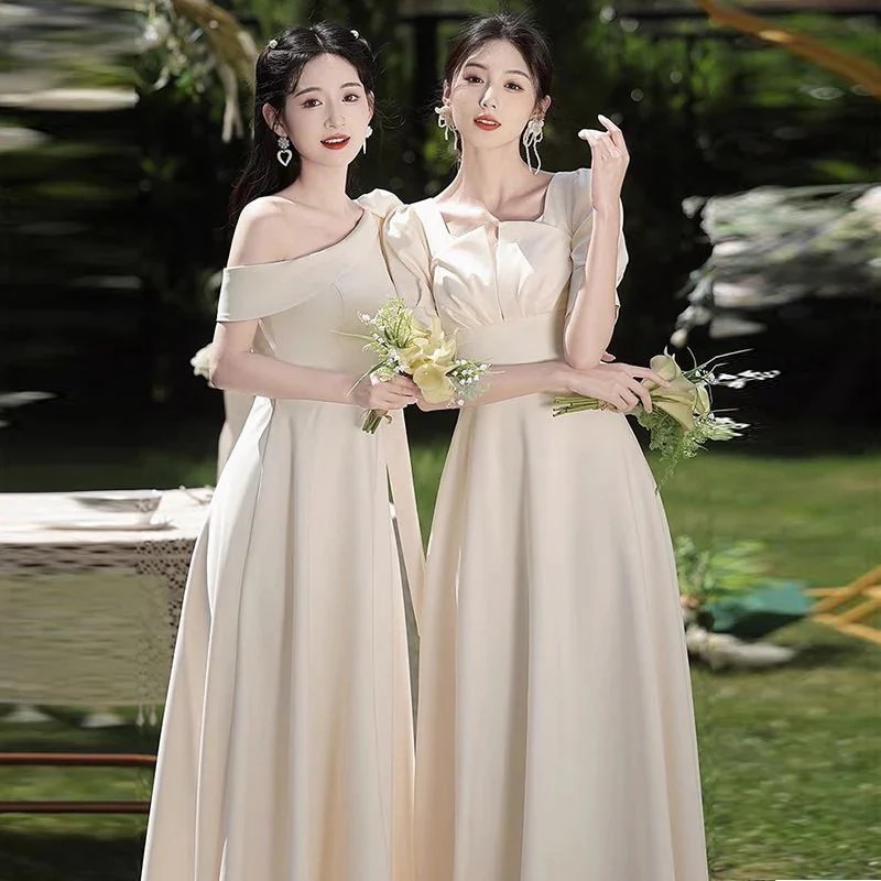 Hot!!!今年人気のドレス2024新春シャンパンサテンのスリムシニア感覚成人式 演奏会 発表会 卒業式 結婚式