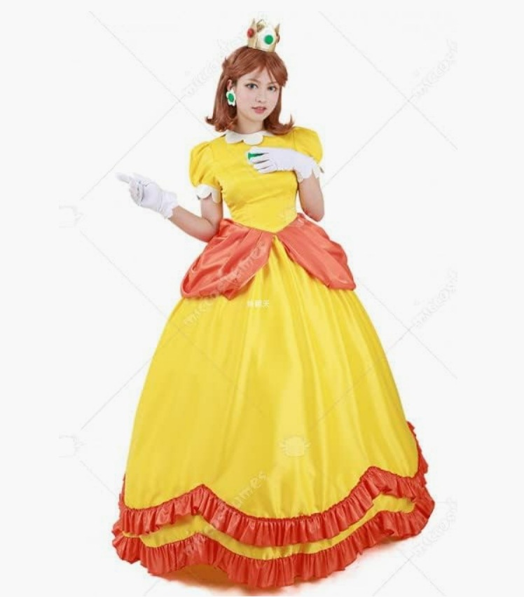 実物撮影（ウィッグ靴追加 ） スーパーマリオブラウス プリンセス デイジー コスプレ 衣装