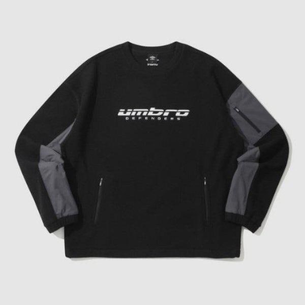 長袖Tシャツ TQT UP421SFSO1-BLK WARM+ ウーブンミックスフリース スウェットシャツ / ブラック