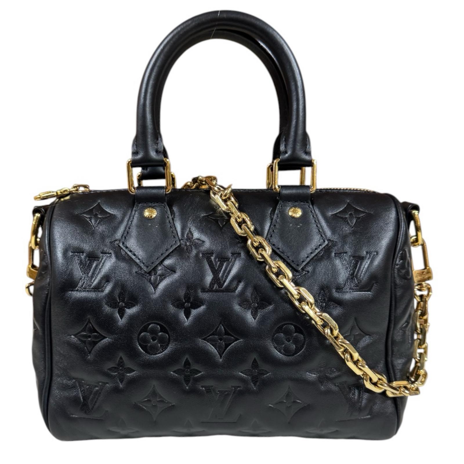ルイヴィトン スピーディバンド22 モノグラム ラム ショルダーバッグ ラムスキン M58631 ブラック LOUIS VUITTON 中古
