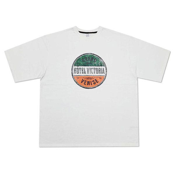 男女共用 ビクトリア ラウンド 半袖 Tシャツ OF-TSH-Q006-ホワイト
