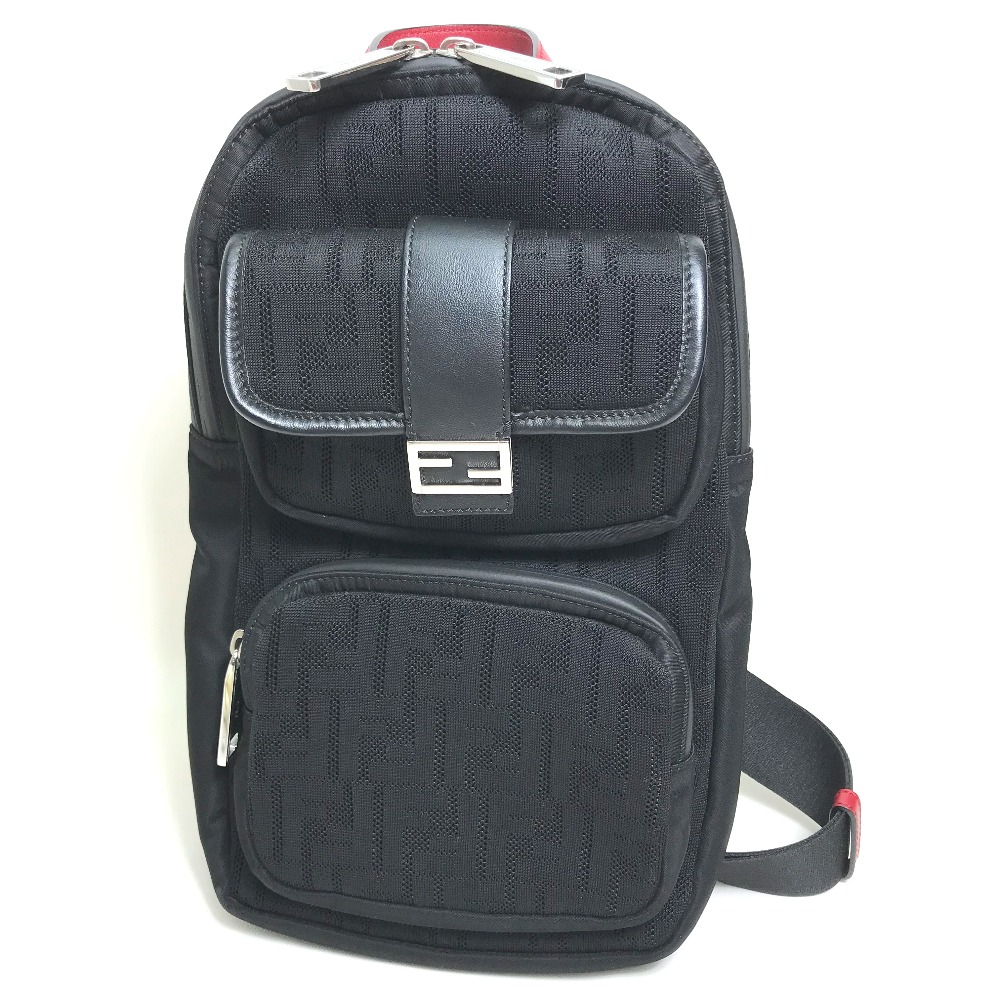 ショルダーバッグ 7VZ049 ズッカ FF柄 ベルトバッグ カバン クロス ボディバッグ ファブリック/レザー NERO ブラック/レッド