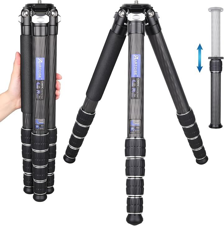 36mm 管経コンパクト トラベルカーボン三脚 5段 ナットロック式 CNC 軽量 カーボンファイバー カメラビデオ三脚 DSLR/一眼レフ/デジタルに適用 耐荷重30キロ