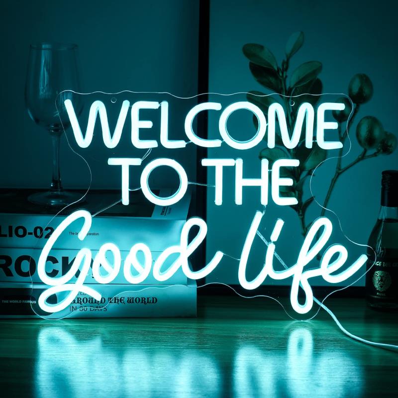 Welcome To The Good Lifeネオンサイン ledネオン看板 ネオン管インテリア 調光可能 ウォール装飾ライト ベッドルーム キッズルーム 誕生日 パーティーバー デコレーションUS