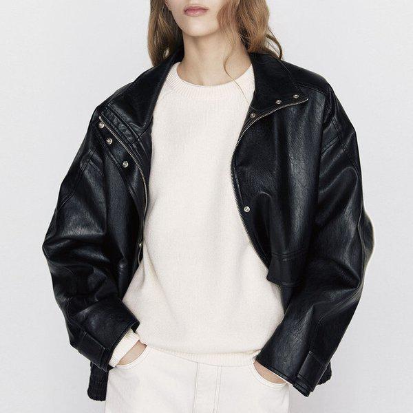 レディース春秋冬レザーオーバーフィットブルゾンジャケット650237_s