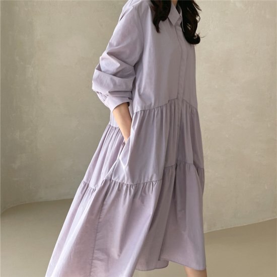 【取寄：納期2週間】ワンピース ティアードワンピース レディース 大きいサイズ コットン ミモレ丈