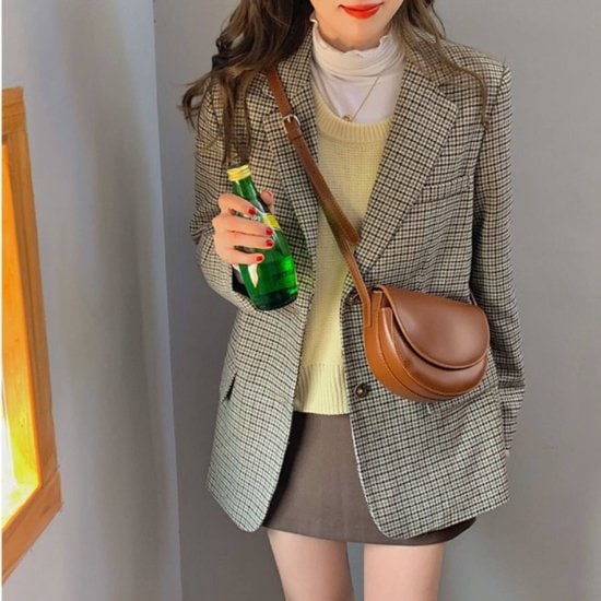 【取寄：納期2週間】ジャケット チェック柄 スーツ 秋 冬 テーラードジャケット ヴィンテージ コート アウター