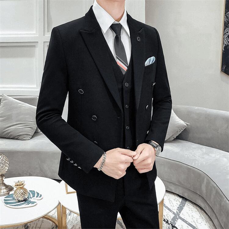 ダブル スーツセット 紳士服 スーツ　結婚式　二次会　おしゃれ　無地　メンズスーツセットアップ　【S