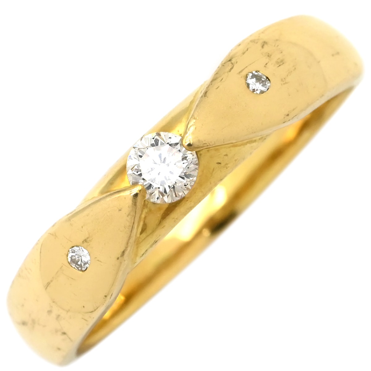 リング 指輪 ダイヤリング K18YG ダイヤモンド イエローゴールド 3P 3石 19号【中古】