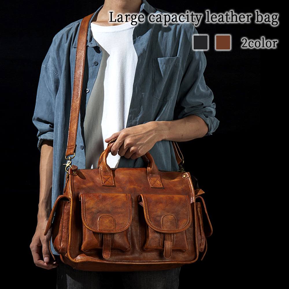 ショルダーバッグ メンズ 革 大きめ 軽い 本革 メンズバッグ 革鞄 おしゃれ 斜め掛け 革ショルダー 肩掛け ワンショルダー