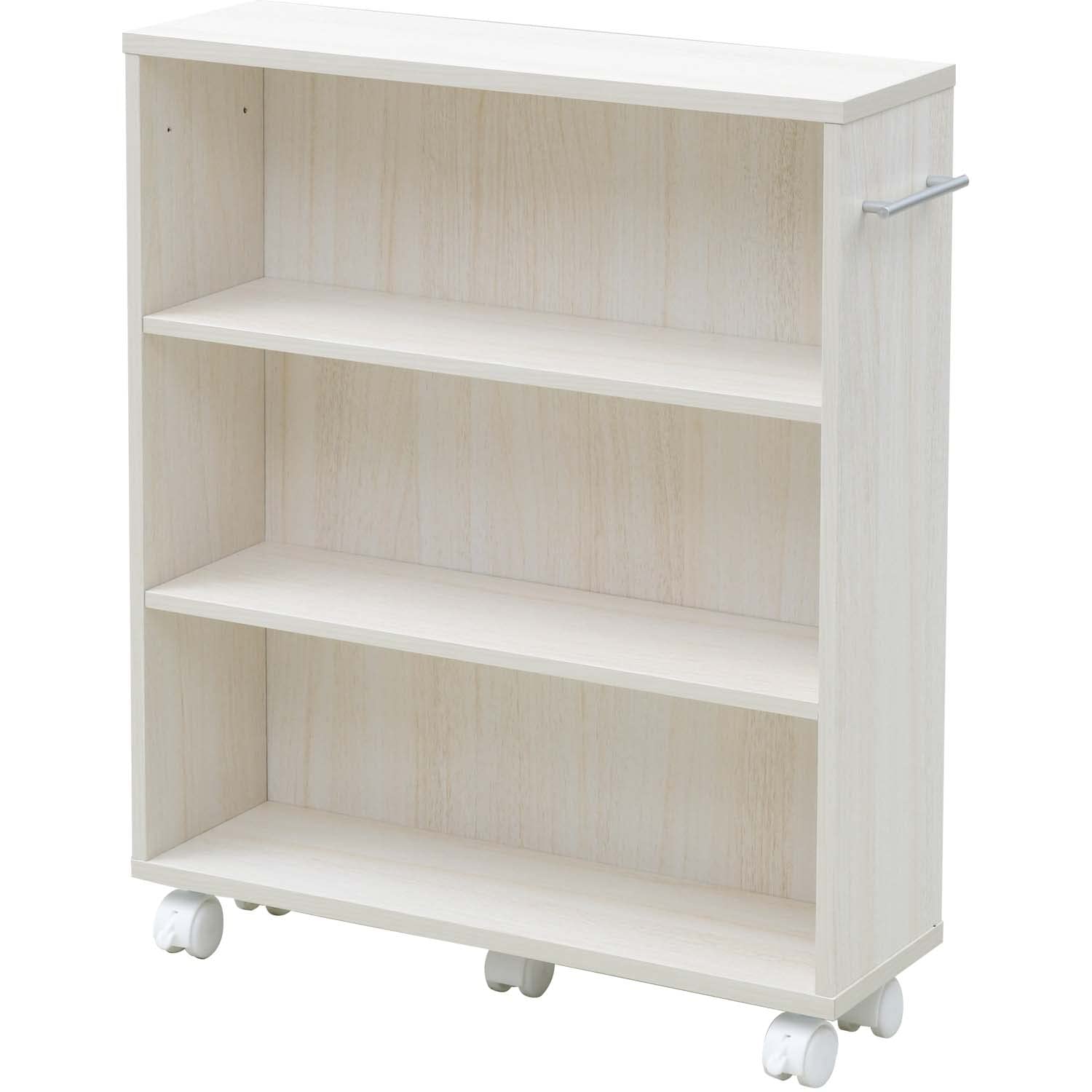 全国送料無料 山善(YAMAZEN) 本棚 スリム (キャスター付き 本棚) 幅58×奥行17×高さ68.5cm 取っ手左右付け替えOK コミック (まんが) 収納目安105冊 組立品 ホワイト3D