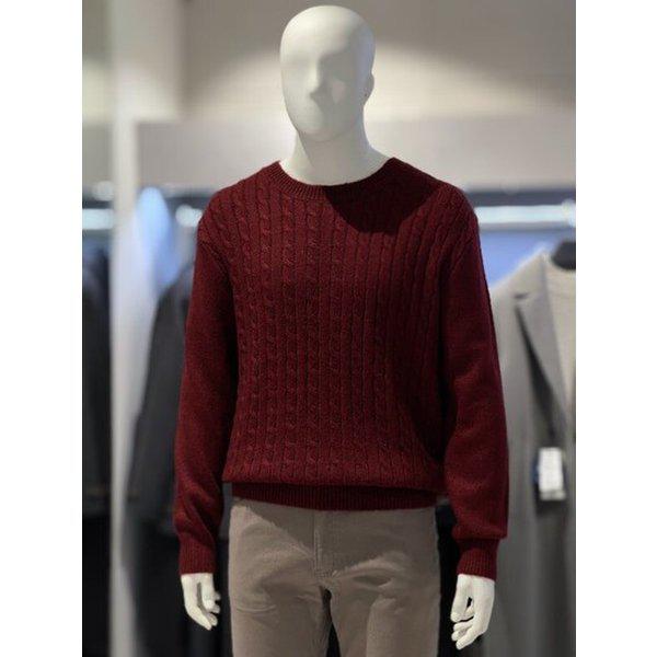 ワイン 꽈배기 ラウンドネック ベーシックフィット カジュアル ビジネス ニットTシャツ