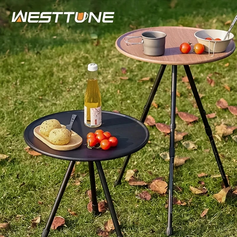 WESTTUNEポータブル三脚丸テーブルアウトドアキャンプピクニック折りたたみデスクビーチ丸テーブルアルミ軽量家具【MPOD24070704】