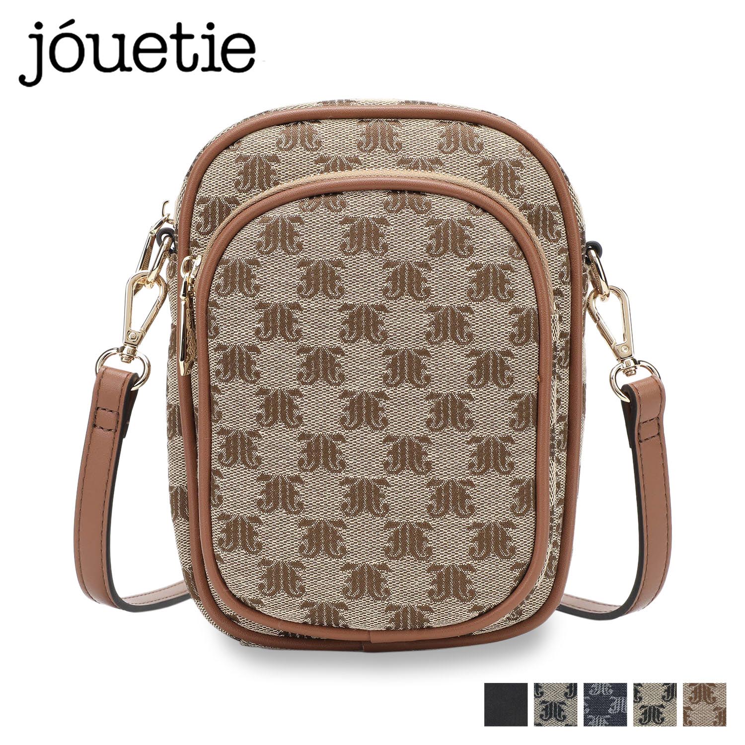ショルダーバッグ ポシェット JJモノグラム ジャガード レディース 斜め掛け ブラック ベージュ ブラウン ネイビー 黒 JUT-81260B