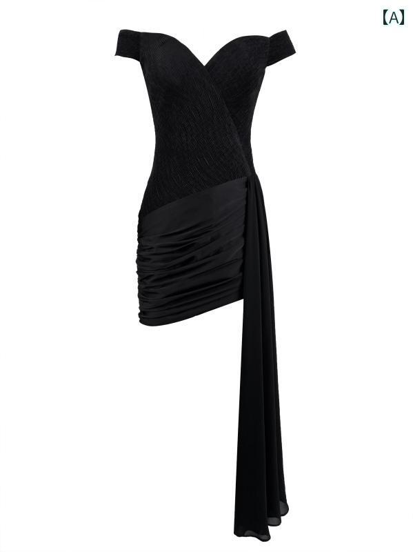 ドレス　パーティー　レディース リベンジ リトル ブラック ドレス フレンチ セクシー オフショルダー パーティー