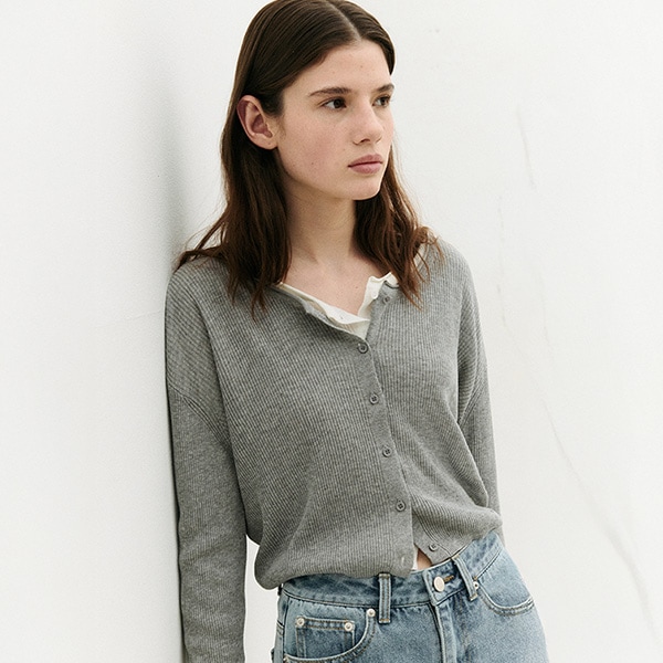 BASIC LINEN CARDIGAN GRAY