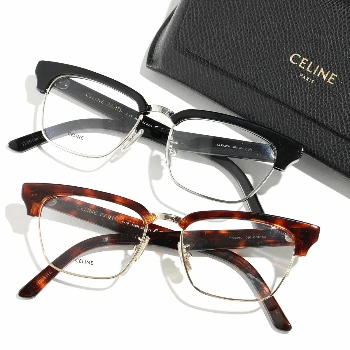 CELINE セリーヌ メガネ CL50026U レディース ブロー型 サーモント ハーフリム スクエア めがね 伊達メガネ ダテ 眼鏡 ロゴ アイウェア カラ】 【ts】