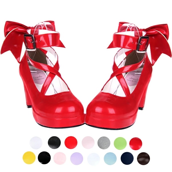 ロリータ靴 リボン シンプル定番ロリータパンプス ヒール6.5cm ロリータ 靴 ハートヒールパンプス ストリート ロリータジーンズ ストラップパンプス お嬢様 シューズ 女の子靴 シューズ 女の子靴