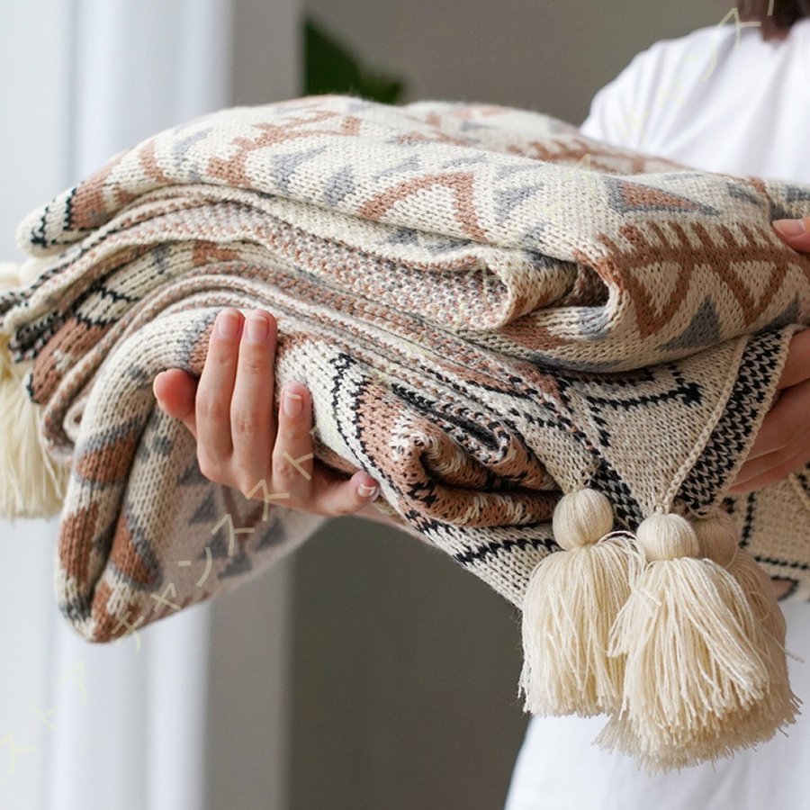 掛け毛布 ブランケット 両面使える ニット ひざ掛け 軽量 暖かい ハーフケット ソファ オフィス