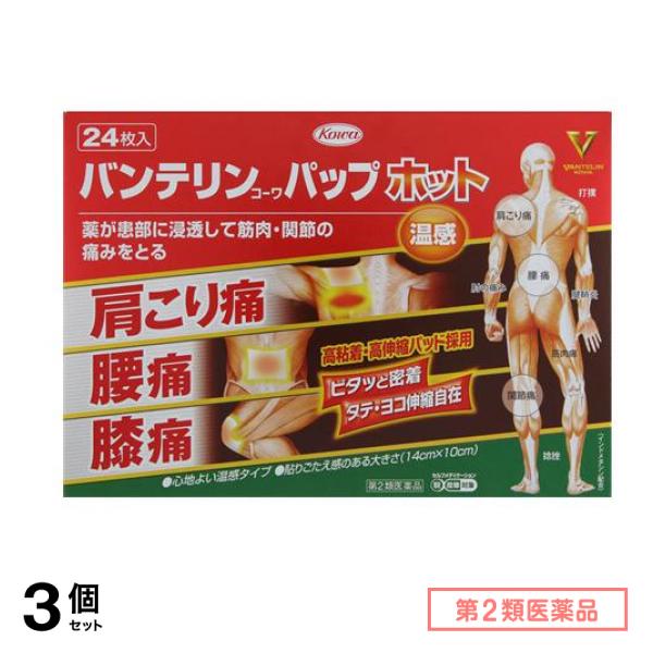 第２類医薬品 バンテリンコーワパップホット 24枚 3個セット