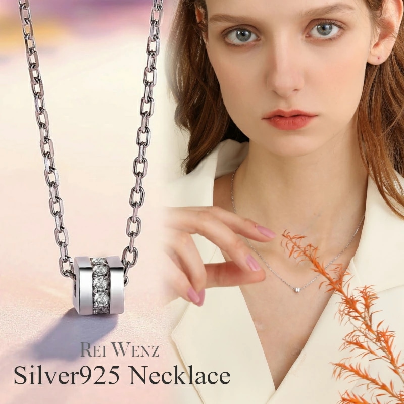 【高品質Silver925】ネックレス レディース キューブ Silver925 CZ ダイヤモンド 一粒 シルバー ジルコニア プレゼント