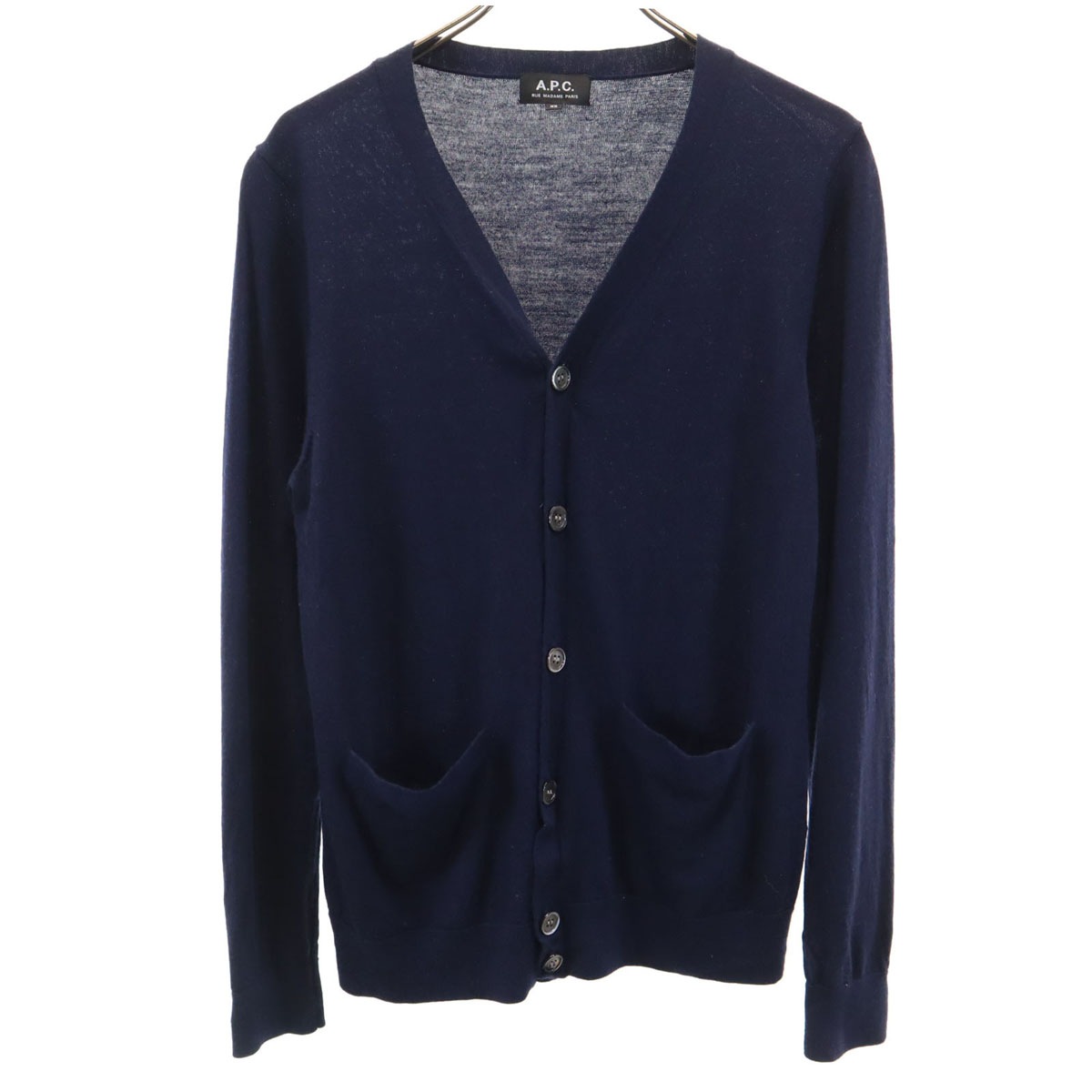 長袖 Vネック ニットカーディガン XS ネイビー メンズ 古着 4,750円
