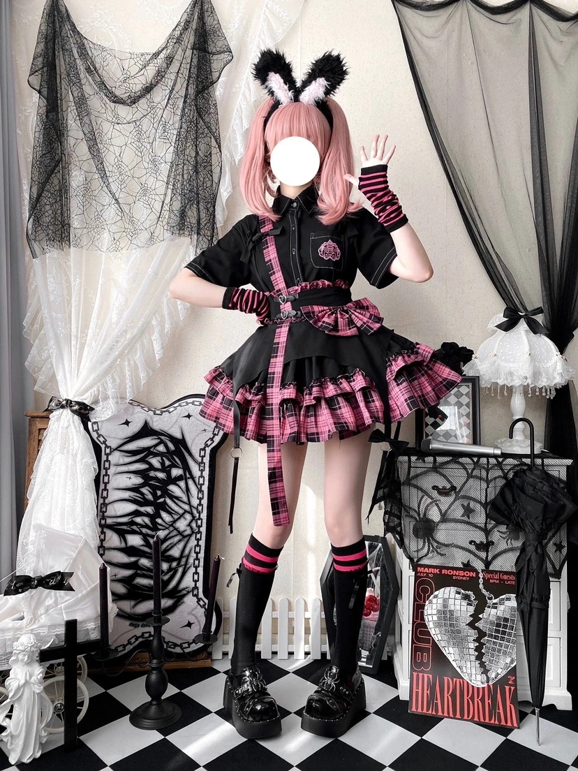 ハロウィン コスプレロリータ コスプレ ハーフスカート SKチェック ディアボロ ガールズヒットワンピース ロリータ