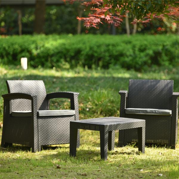 ラタン調 ガーデンファニチャー 3点 ガーデンテーブル ガーデンチェアー ラタン調 テーブル 家具 樹脂 ホテル カフェ ベランダ テラス 屋外家具 高級 爆買